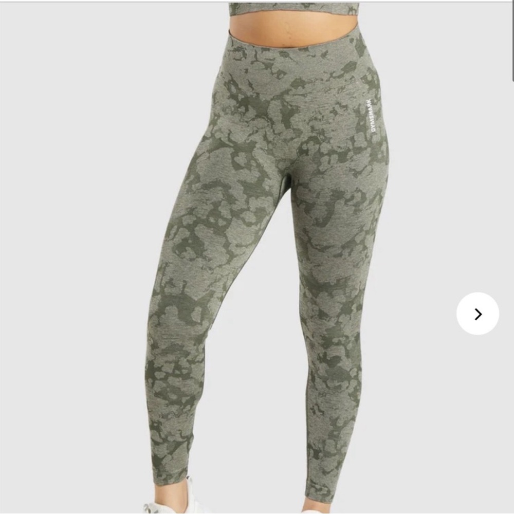 Gymshark Adapt Camo Seamless High Waist Leggings Scrunch Bum Green Sz S
